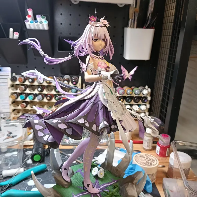 Purple Butterfly Dragon Lady Figurine, Maximum Detailed Hand Painted Anime Game Inspired 3D Printed Collectible Statue