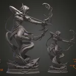 Dark Elven Ranger Archer Figurine, Fully Hand Painted 3D Printed Collectible Statue, Fantasy Huntress Sculpture product image 13