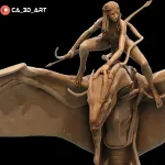 Blue Alien Warrior Princess Figurine, Maximum Detailed 16K 3D Printed Collectible Statue, Fantasy Sci Fi Huntress Figure product image 12