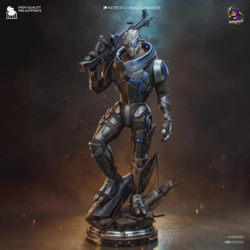Alien Space Sniper Figurine, Highly Detailed Hand Painted 3D Printed Collectible Statue, Sci Fi Warrior Sculpture - alternate view