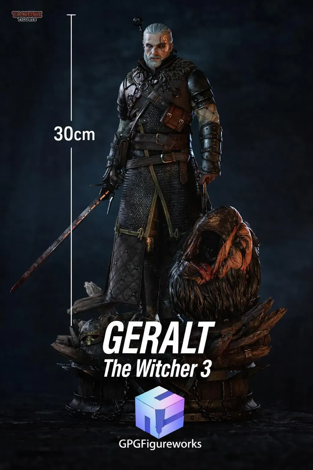 Geralt The Witcher 3 Figure – Hand Painted 16K 3D Printed Resin Collectible Statue