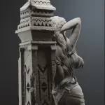 Red Haired Machine Hunter Figurine, Fully Hand Painted 3D Printed Collectible Statue, Sci Fi Tribal Warrior Sculpture product image 9