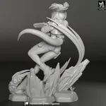Fiery Sword Warrior Figurine, Hand Painted Anime Game Inspired 3D Printed Collectible Statue, Red Flame Battle Girl Figure product image 15