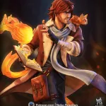 Red Haired Fire Wizard Figurine, Hand Painted Resin 3D Printed Collectible Statue product image 5