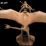 Blue Alien Warrior Princess Figurine, Maximum Detailed 16K 3D Printed Collectible Statue, Fantasy Sci Fi Huntress Figure product image 7