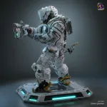 White Space Suit Explorer Figurine, Highly Detailed Hand Painted or Unpainted 3D Printed Sci Fi Collectible Statue product image 5