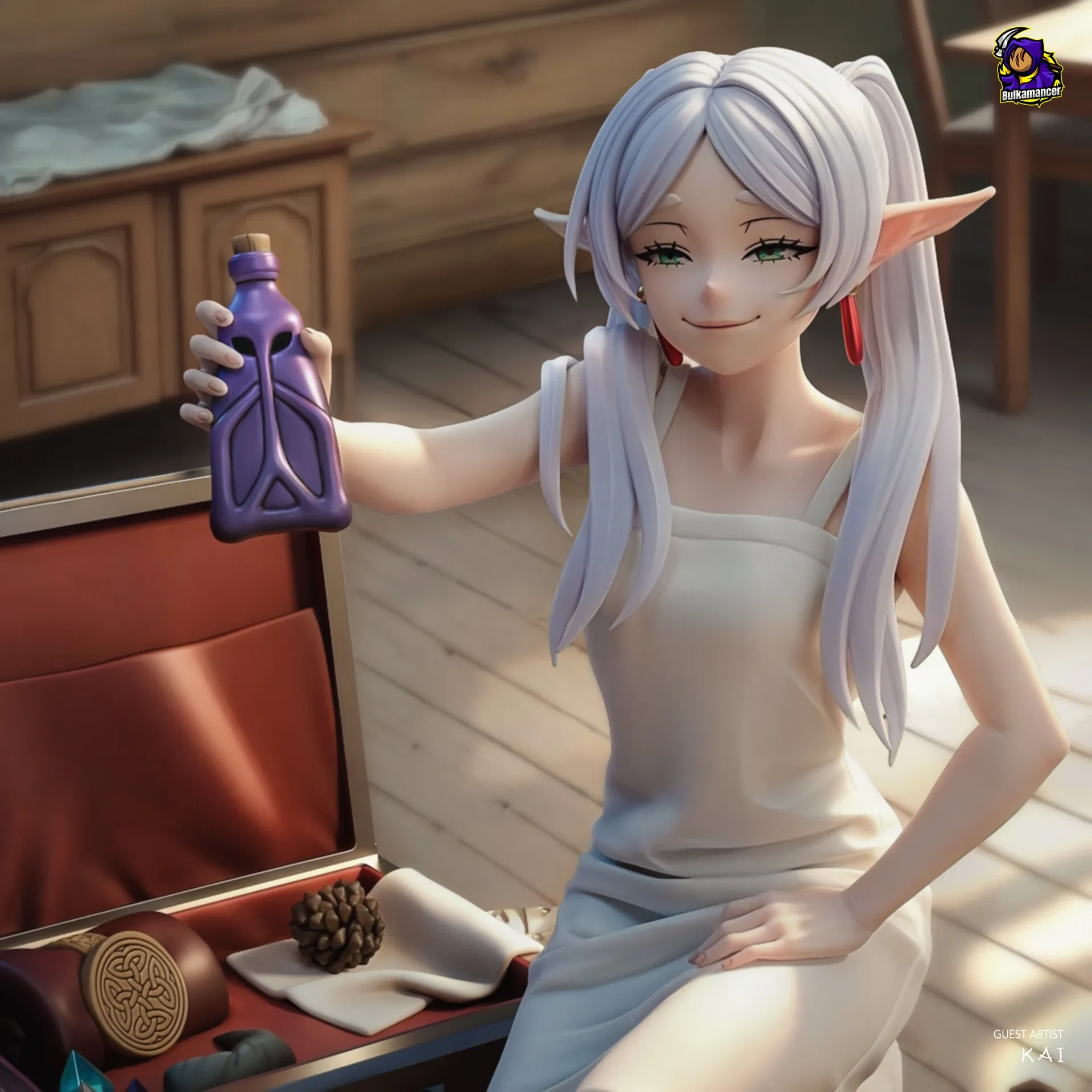 Frieren Anime Statue: 12K Resin Figure, Hand-Painted or Model Kit – 3D Printed Resin Diorama