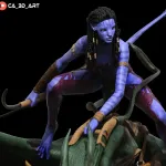 Blue Alien Warrior Princess Figurine, Maximum Detailed 16K 3D Printed Collectible Statue, Fantasy Sci Fi Huntress Figure product image 2