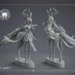 Moonlit Forest Priestess Figurine, Highly Detailed Hand Painted 3D Printed Collectible Statue, Fantasy Anime Sculpture product image 4