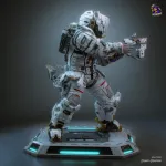 White Space Suit Explorer Figurine, Highly Detailed Hand Painted or Unpainted 3D Printed Sci Fi Collectible Statue product image 3