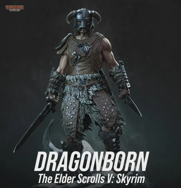 Horned Dragon Slayer Warrior Figurine, Fully Hand Painted 3D Printed Collectible Statue, Nordic Fantasy Sculpture