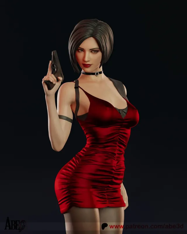 Red Dress Spy Woman Figurine, Maximum Detailed 16K 3D Printed Collectible Statue, Survival Horror Game Inspired Figure