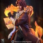 Red Haired Fire Wizard Figurine, Hand Painted Resin 3D Printed Collectible Statue product image 6