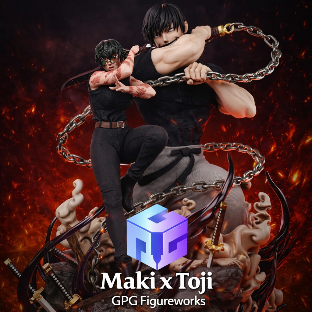 Maki Zenin & Toji Figure – Jujutsu Kaisen – Hand Painted 16K 3D Printed Resin Diorama