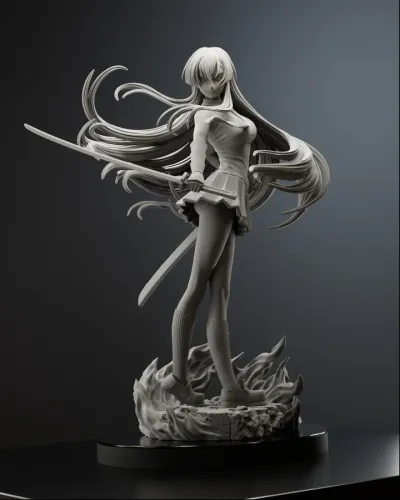 Akame Akame ga Kill | Maximum Detailed 16K 3D printed figure - alternate view