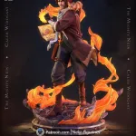 Red Haired Fire Wizard Figurine, Hand Painted Resin 3D Printed Collectible Statue product image 3