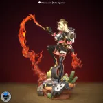 Flame Biker Girl Figurine, Maximum Detailed 16K 3D Printed Collectible Statue, Anime Game Inspired Fire Fighter Figure product image 6