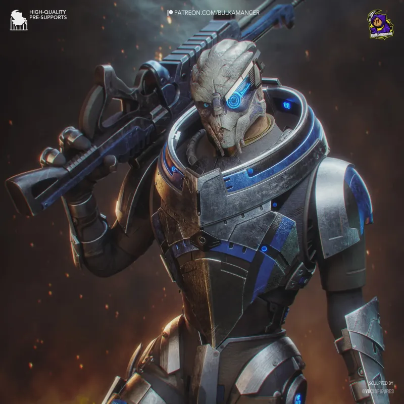 Alien Space Sniper Figurine, Highly Detailed Hand Painted 3D Printed Collectible Statue, Sci Fi Warrior Sculpture