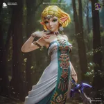 Golden Fantasy Princess Figurine, Fully Hand Painted 3D Printed Collectible Statue, Royal Elf Inspired Sculpture product image