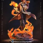 Red Haired Fire Wizard Figurine, Hand Painted Resin 3D Printed Collectible Statue product image 2