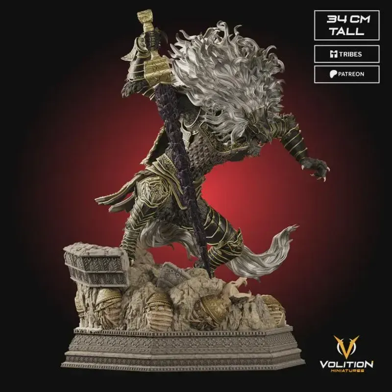 Dark Beast Knight Figurine, Fully Hand Painted 16K 3D Printed Collectible Statue, Black Blade Fantasy Warrior Figure - alternate view