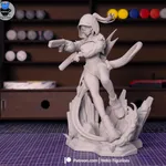 Fiery Sword Warrior Figurine, Hand Painted Anime Game Inspired 3D Printed Collectible Statue, Red Flame Battle Girl Figure product image 9