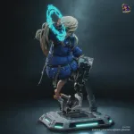 White Haired Android Girl Figurine, Fully Hand Painted 3D Printed Collectible Statue, Sci Fi Companion Sculpture product image 4