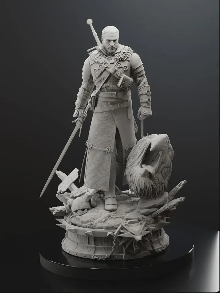 Geralt The Witcher 3 Figure – Hand Painted 16K 3D Printed Resin Collectible Statue - alternate view