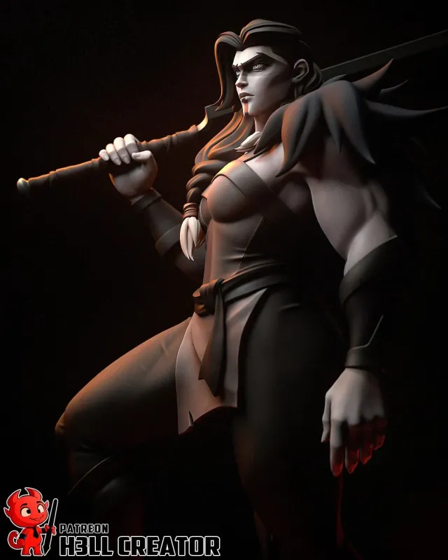 Barbarian Lady | Maximum Detailed Hand-Painted 3D printed figure - alternate view