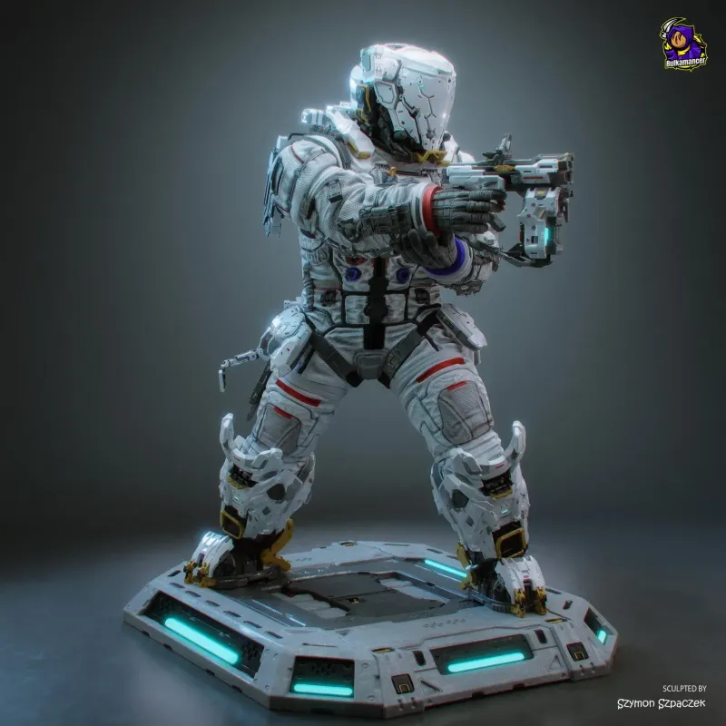White Space Suit Explorer Figurine, Highly Detailed Hand Painted or Unpainted 3D Printed Sci Fi Collectible Statue