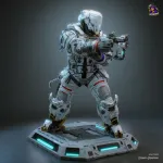 White Space Suit Explorer Figurine, Highly Detailed Hand Painted or Unpainted 3D Printed Sci Fi Collectible Statue product image