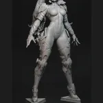 Electric Speedster Battle Girl Figurine, Fully Hand Painted 3D Printed Collectible Statue, Sci Fi Action Sculpture product image 2
