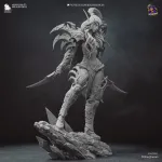 Crimson Elf Assassin Figurine, Fully Hand Painted 3D Printed Fantasy Dagger Statue product image 13