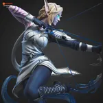 Dark Elven Ranger Archer Figurine, Fully Hand Painted 3D Printed Collectible Statue, Fantasy Huntress Sculpture product image 2