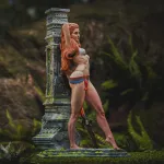 Red Haired Machine Hunter Figurine, Fully Hand Painted 3D Printed Collectible Statue, Sci Fi Tribal Warrior Sculpture product image 6