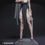 Glasses Weapon Fighter Figurine, Highly Detailed Hand Painted 3D Printed Collectible Statue, Dark Anime Battle Girl Sculpture product image 3