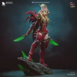 Crimson Elf Assassin Figurine, Fully Hand Painted 3D Printed Fantasy Dagger Statue product image 3