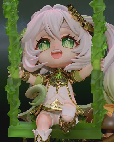 Little Forest Goddess Figurine, Fully Hand Painted 3D Printed Collectible Statue, Fantasy Anime Nature Spirit Sculpture