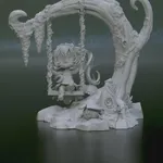 Little Forest Goddess Figurine, Fully Hand Painted 3D Printed Collectible Statue, Fantasy Anime Nature Spirit Sculpture product image 7